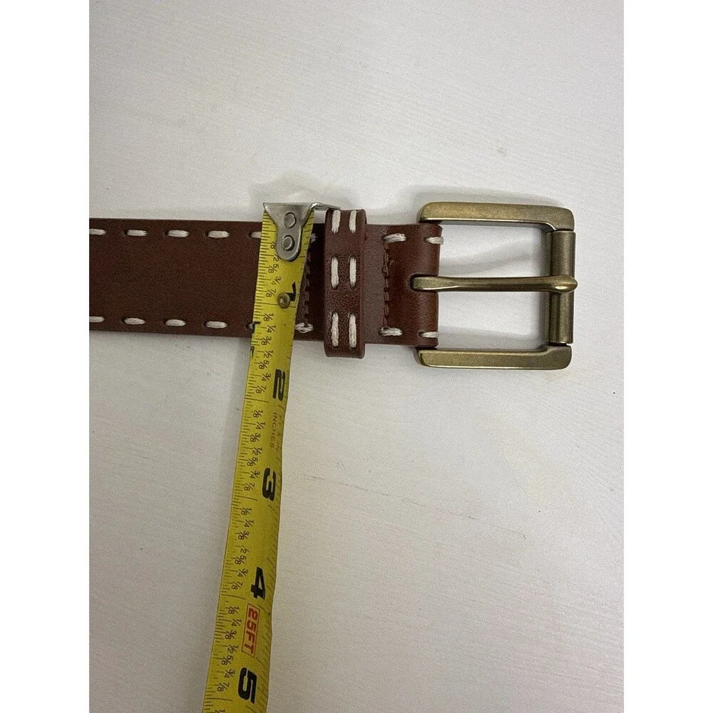 Michael Kors Genuine Leather Belt Brown Brass Buckle Logo Women’s Size M